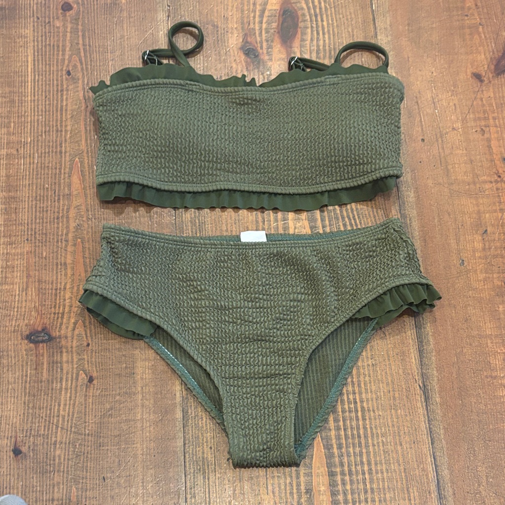 Shein Olive Green Kids Swim Bikini